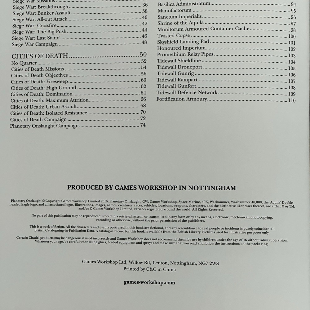 Warhammer 40K Planetary Onslaught Supplement Games Workshop 2016