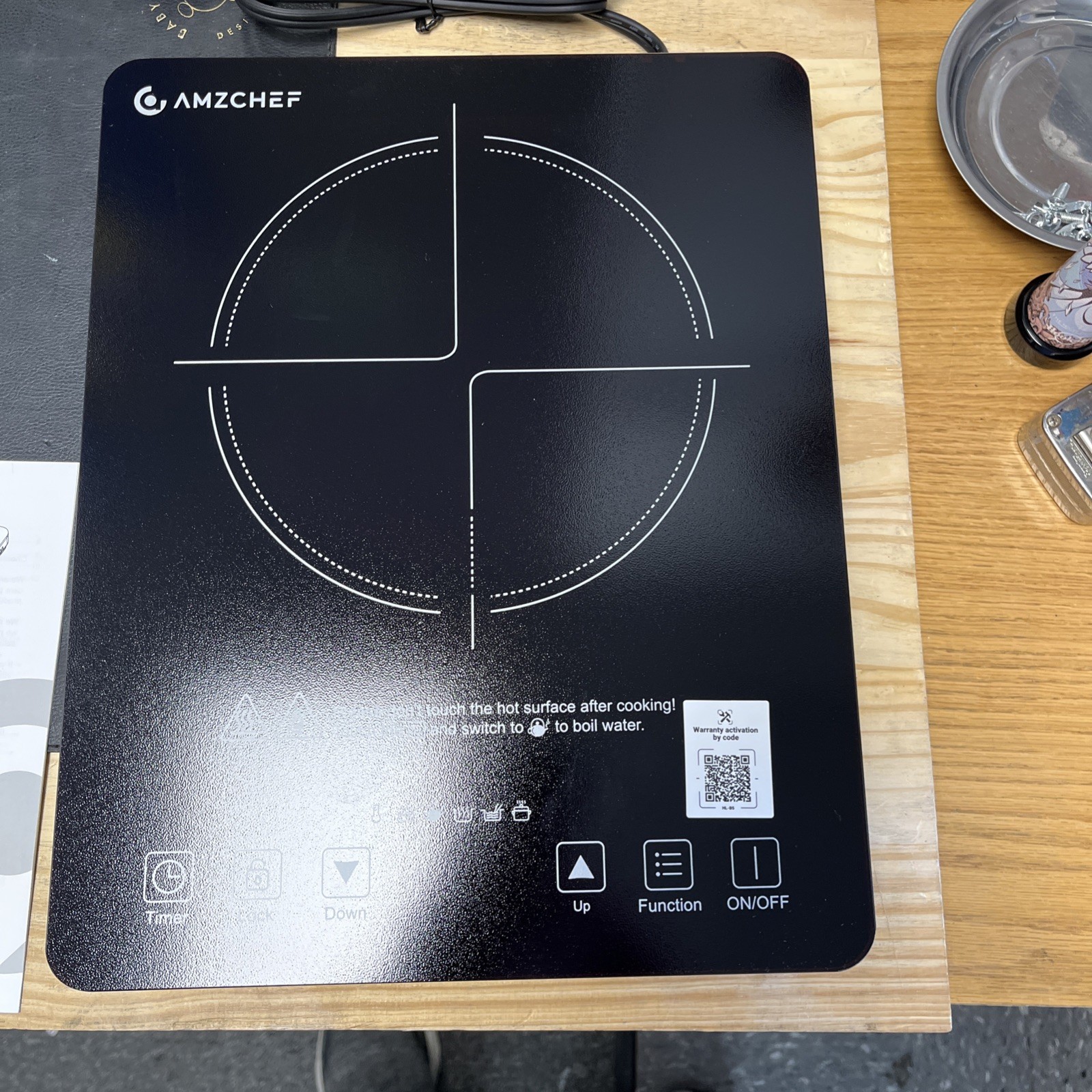 AMZCHEF Portable Induction Cooktop 20 Temperature & Power Levels 1800W Induct...