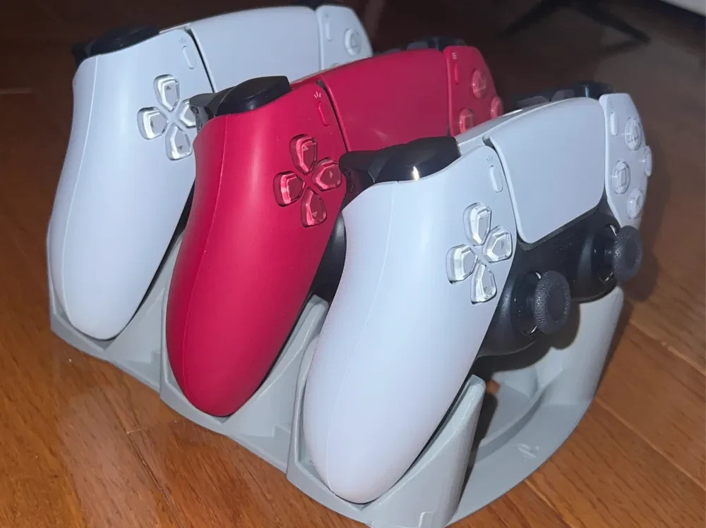PS5 DualSense Controller Stand 3 Slot Display Holder Dock Gray Organizer