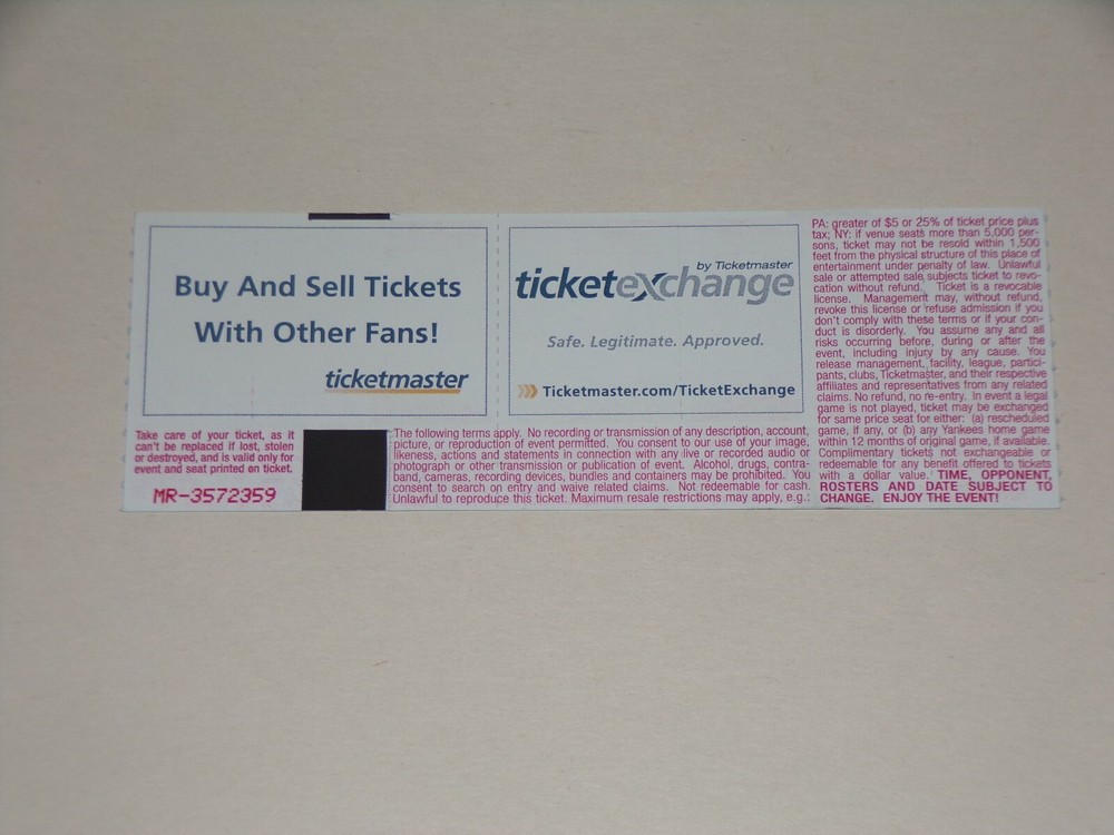 Kiss Full Ticket Stub ACE FREHLEY Solo Concert 2008 Tour NokiaTheatre NYC 1