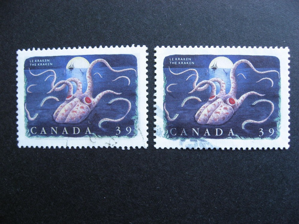 Canada print error double or extra black rarer perf Ut 1290 + a regular 1290a