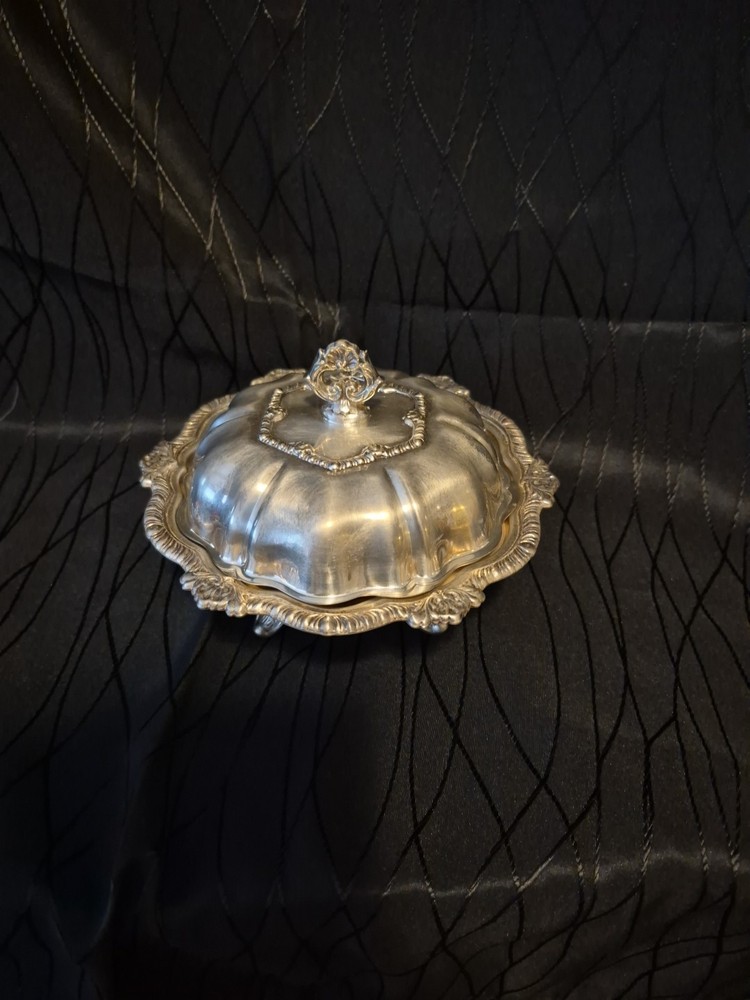 Vintage Silver-Plated Covered Butter Dish