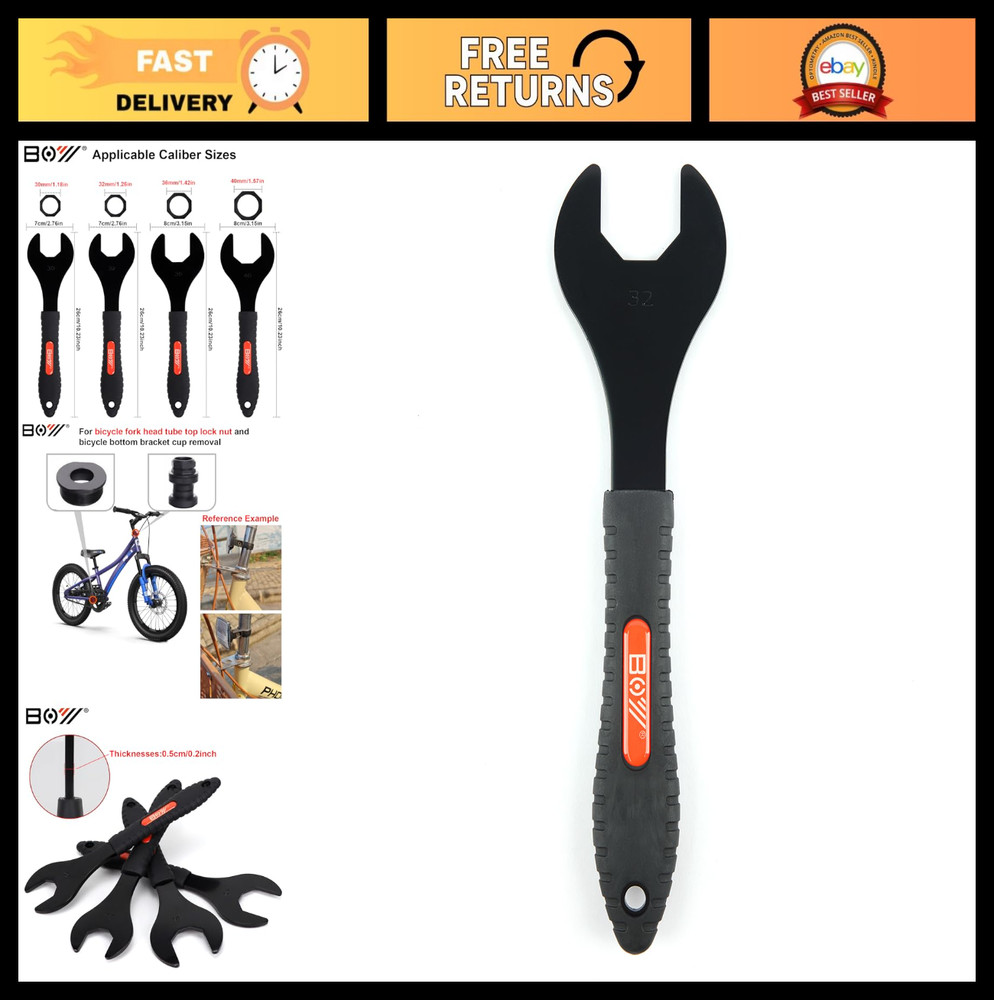 Bicycle Headset Wrench Tool - 30/32/36/40mm Fork Locknut Removal Spanner