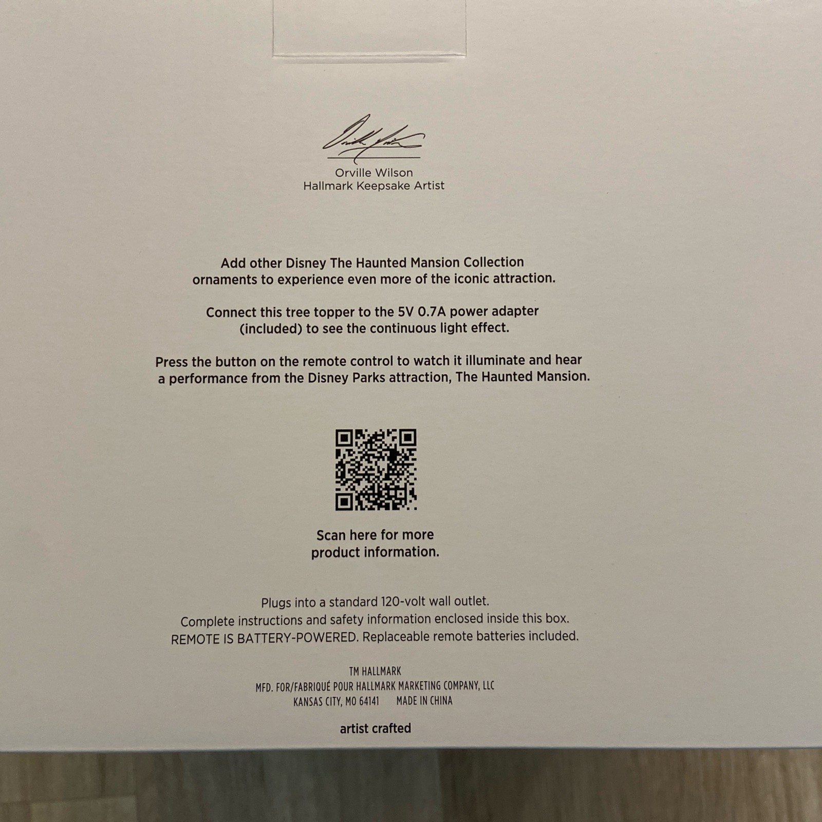 Hallmark Disney The Haunted Mansion Christmas Tree Topper