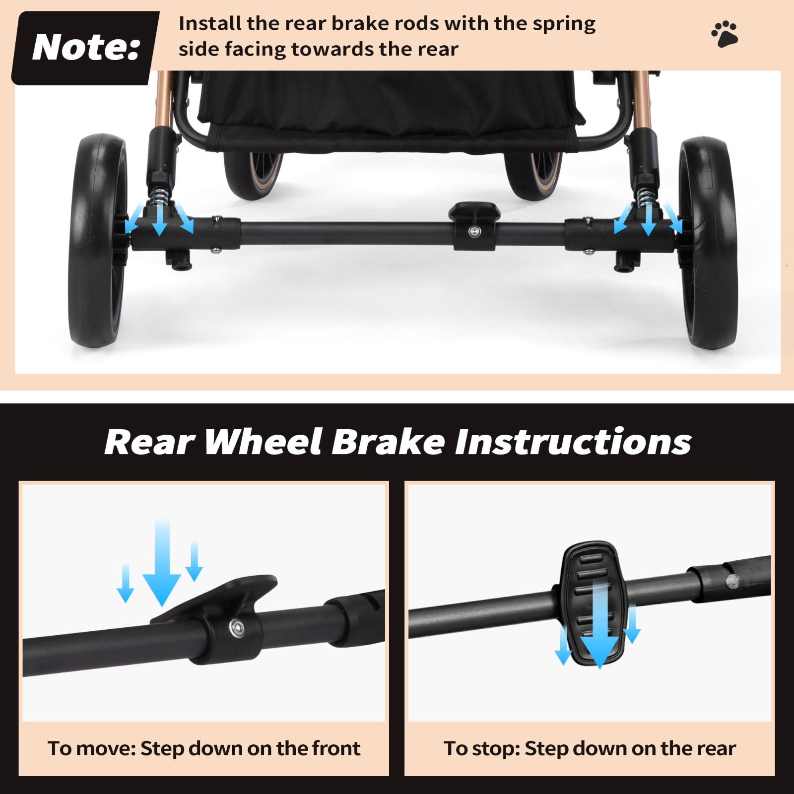 3-in-1 Foldable 4-Wheel Dog Pet Stroller Lightweight with Basket & Cup Holder