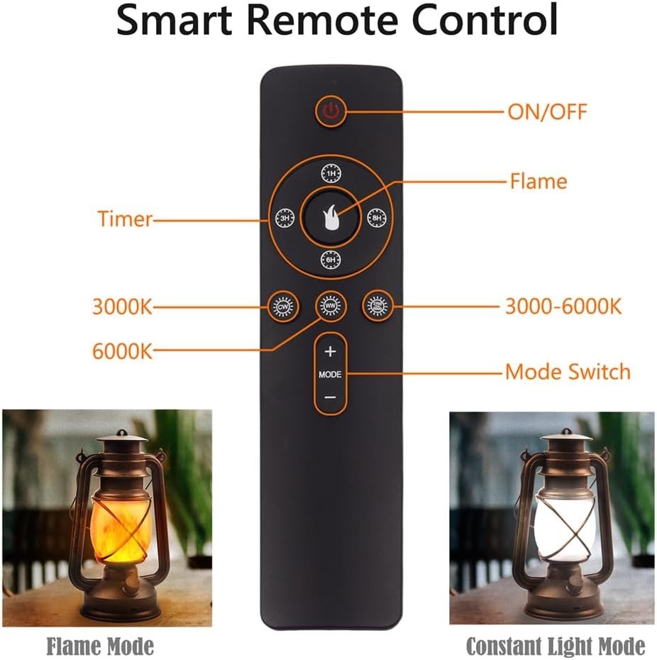 2 Pack LED Rechargeable Camping Lanterns Waterproof Flickering Flame Remote