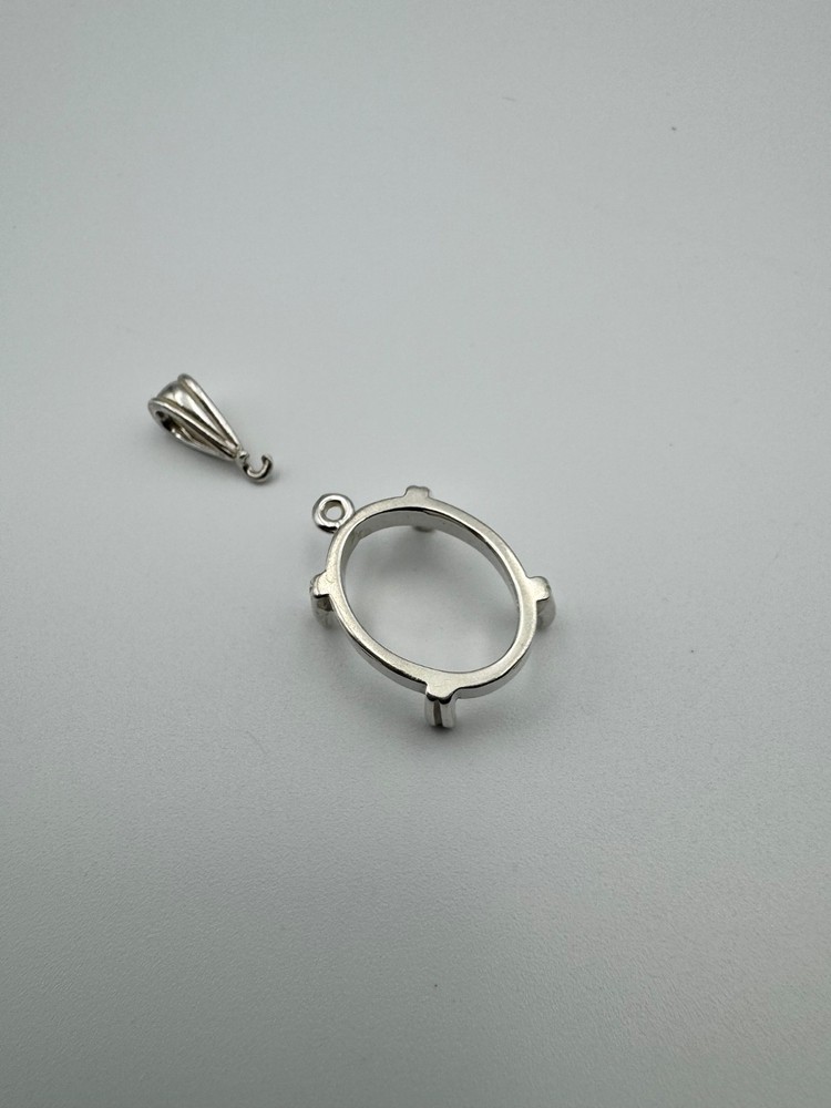 Oval Cabochon Dangle setting 925 Pre-Notched 16x12mm