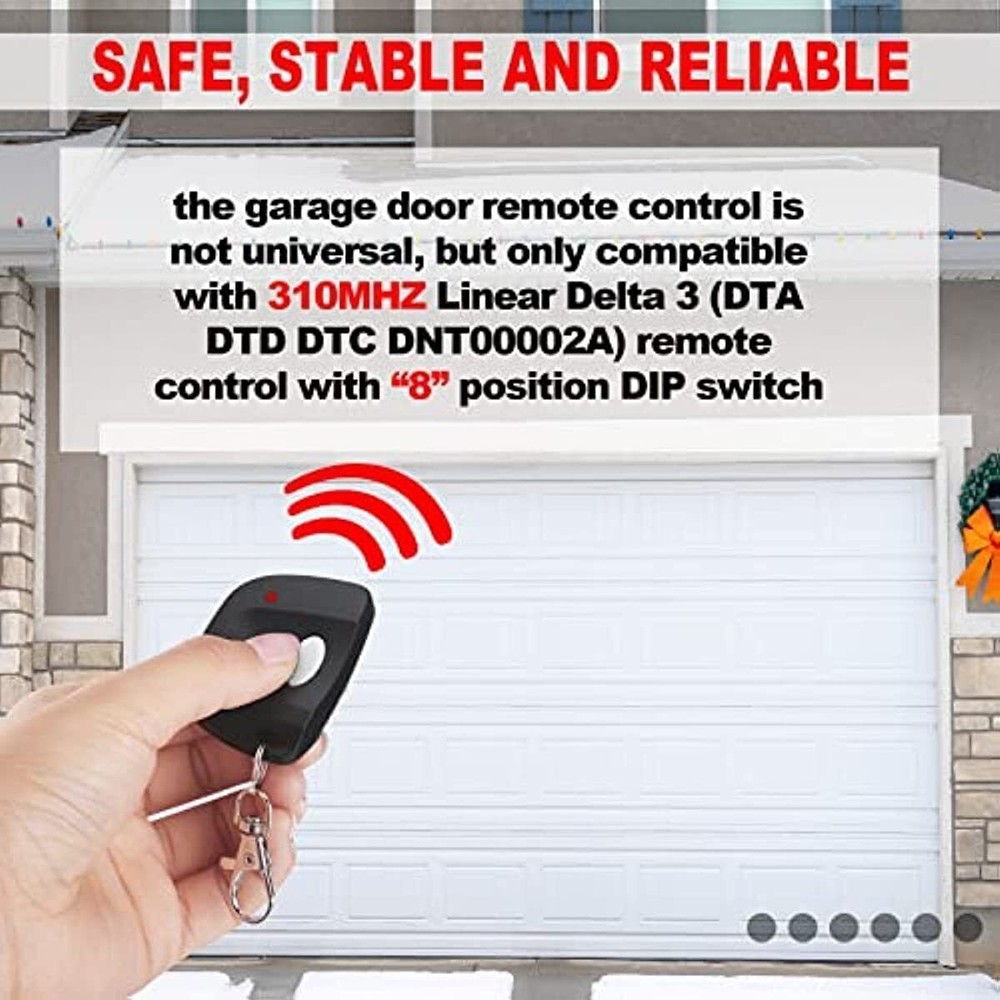 Mini Garage Opener Remote w/ 10 Position Dip Switch for Linear MultiCode 300MHz