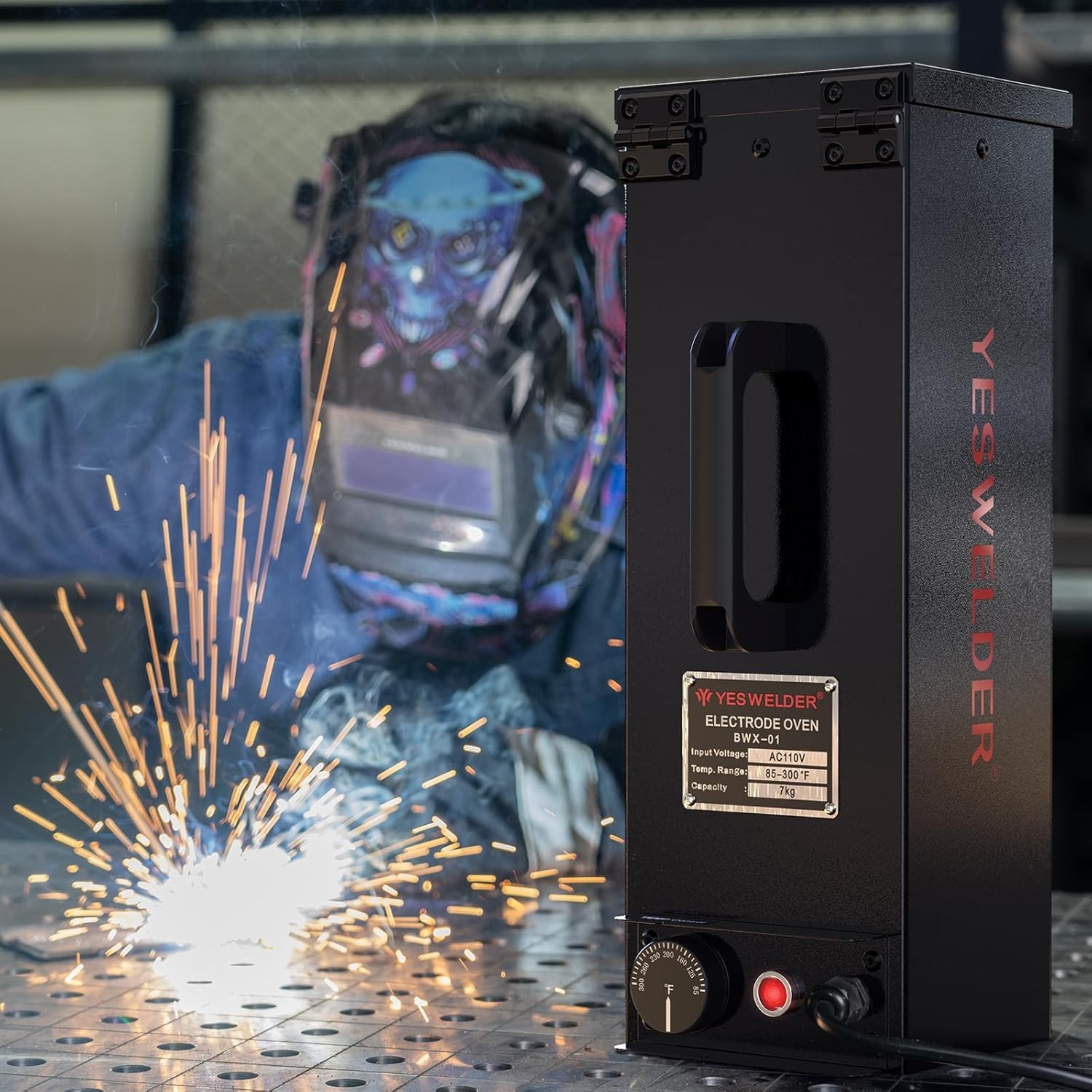 Portable Welding Rod Oven 110V, Temp Control 85-300°F Holds 14" Stick Electrodes