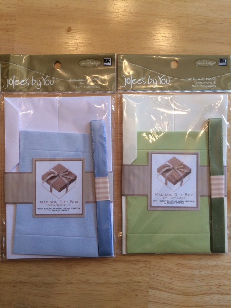 Jolee's Gift Boxes & Tags w/ Satin Ribbon and Tissue - 14 Boxes - Diff Sizes