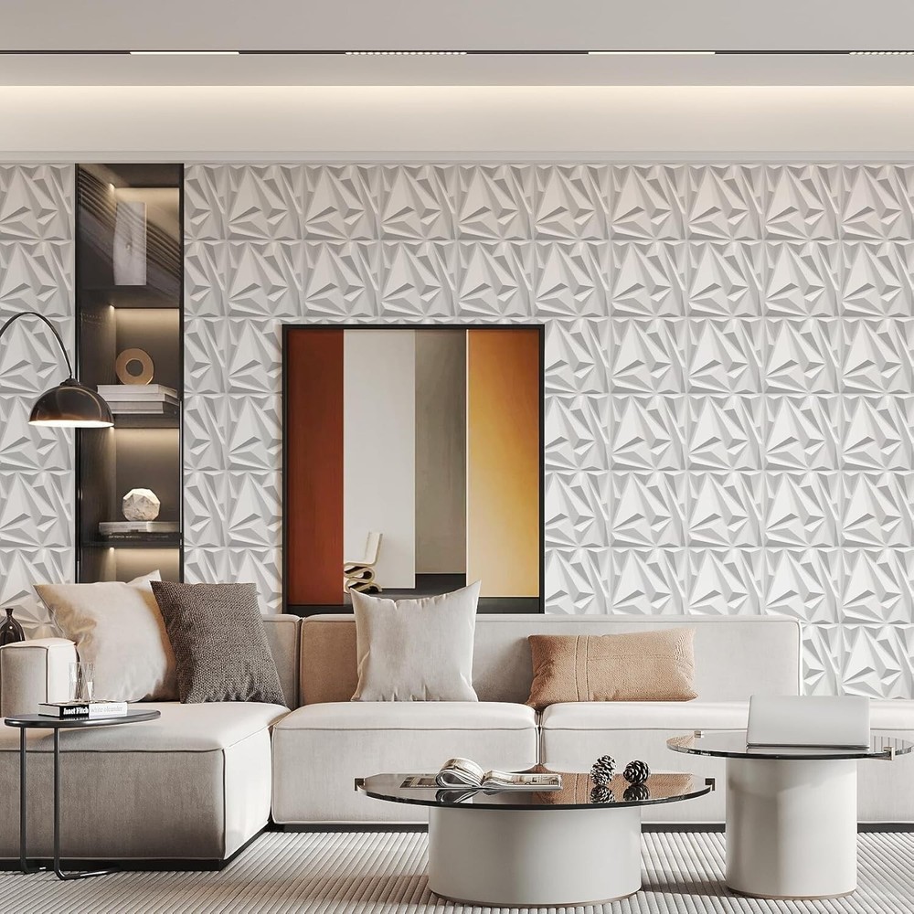 50 Pack 3D Wall Panels for Interior Wall Decor, Modern Diamond Wall Panels