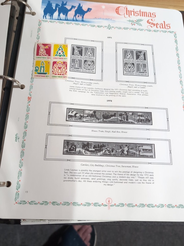 Vtg. White Ace Christmas Seals Folder W/Page Lifters & Historical US Pages *Read