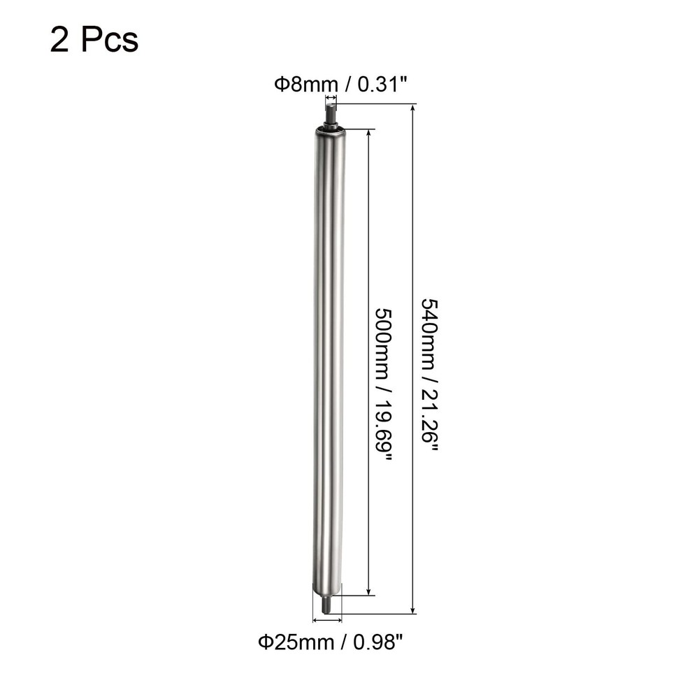 Conveyor Roller 1" Diameter 20" Length, 2 Pack 1"x20", Silver