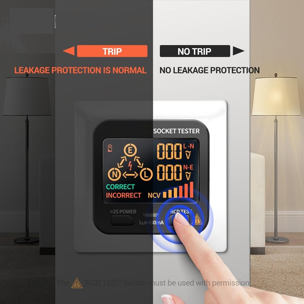 US Plug AC11 Socket Tester Digital Display Voltage Checker Detector Tool