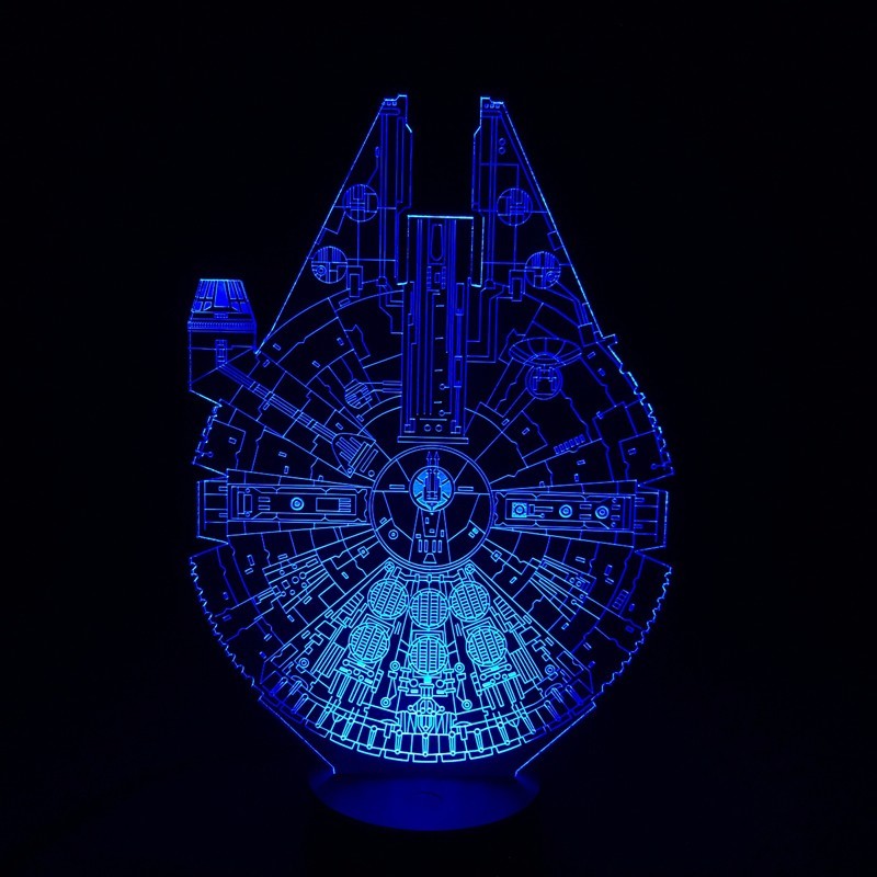 Millenium Falcon 3D Illusion Lamp, 7 Colors Changing, USB Powered