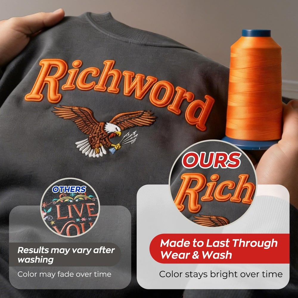 Embroidery Machine Thread Richword Selected 15 Colors 40WT (108D/2) Polyester...