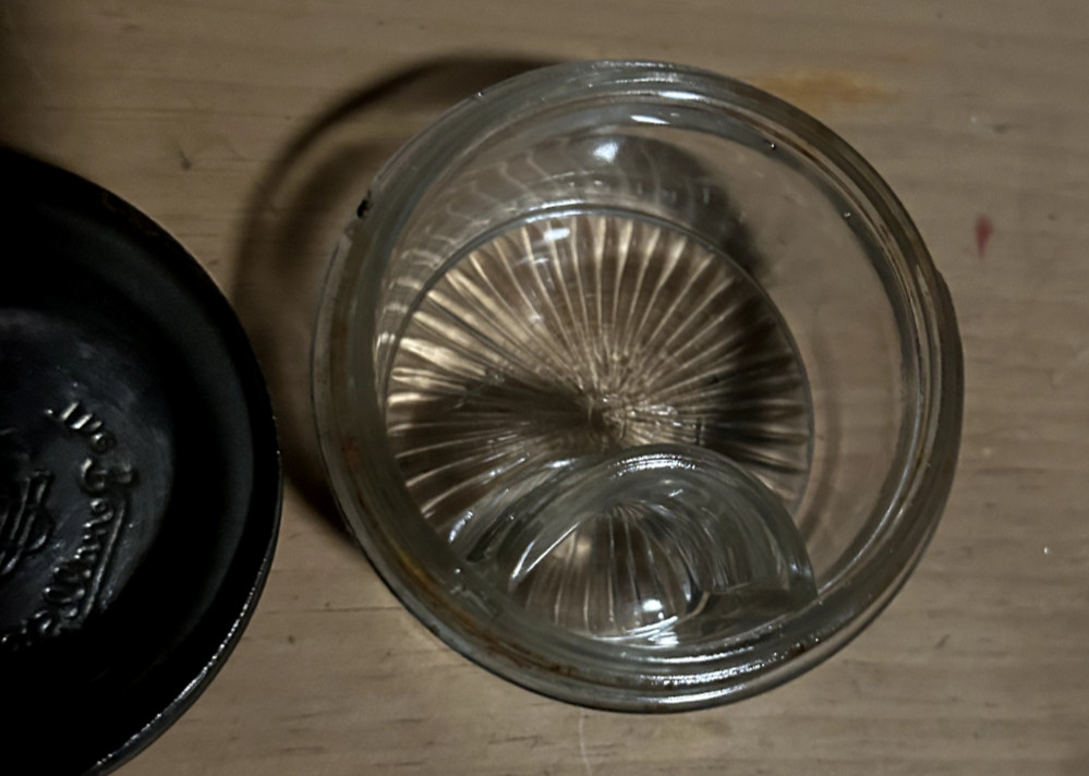 Rexall Vintage Glass Inkwell Apothecary Jar with Metal Lid, Used