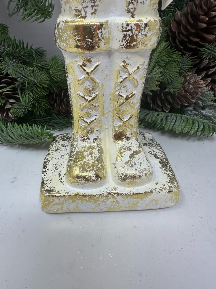 19" Whitewash Gold Nutcracker – Elegant Holiday Decor, Christmas Nutcracker, NEW