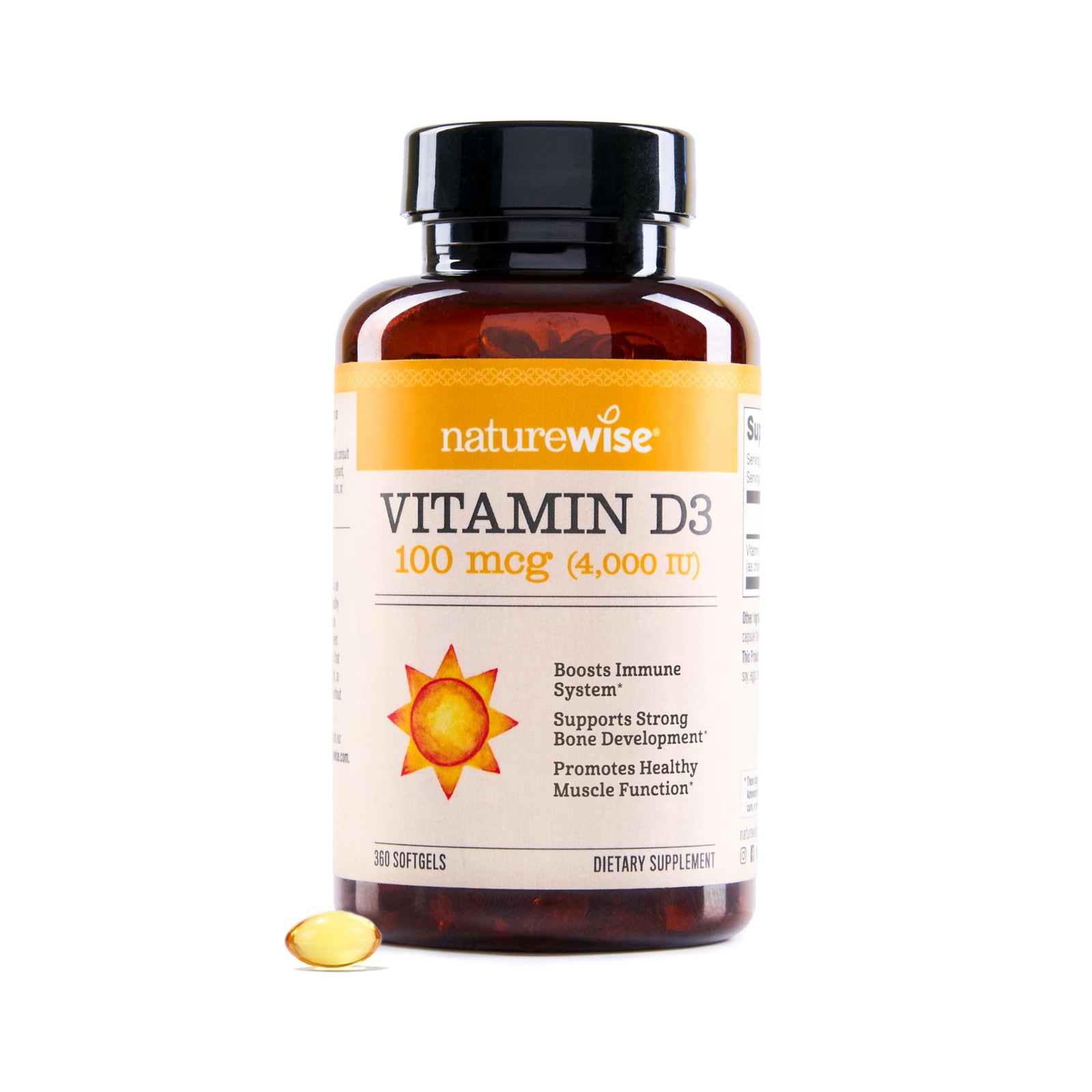NatureWise Vitamin D3 4000iu (100 mcg) 1-Year 360 Count (Pack of 1), Yellow