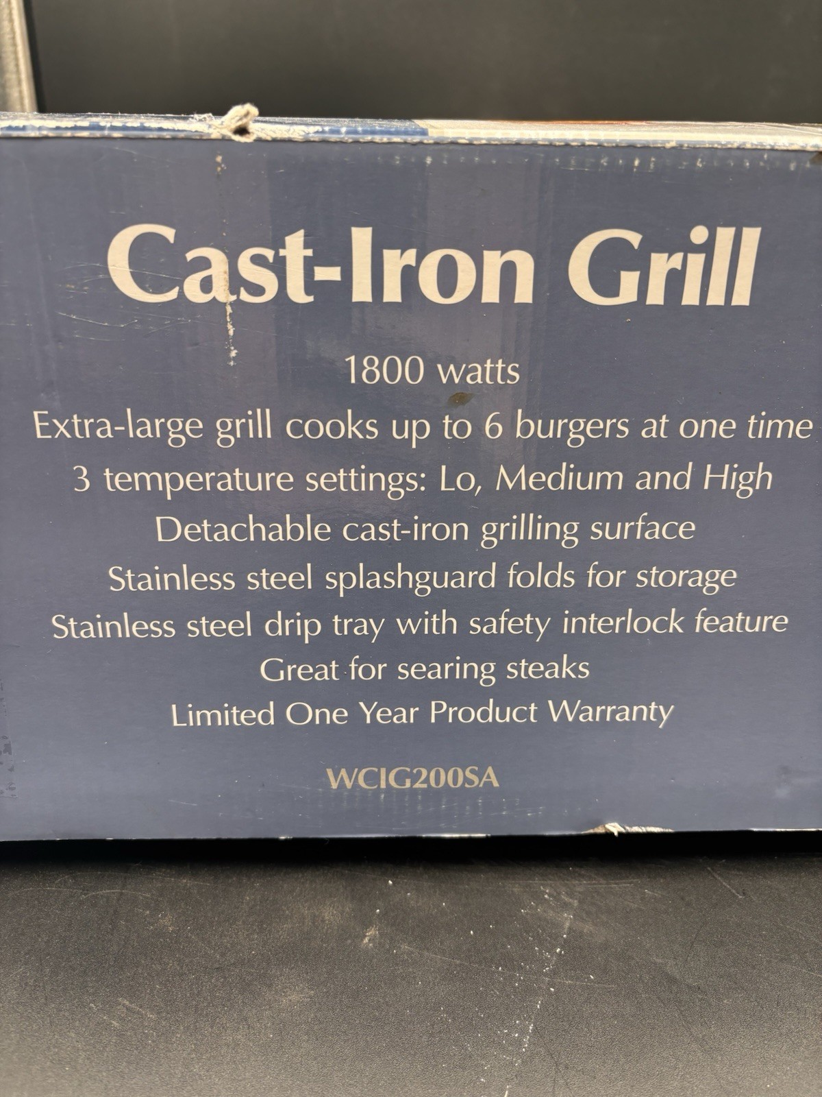 Waring Pro Electric Cast Iron Indoor Grill - WCIG200SA 1800W Commercial Griddle