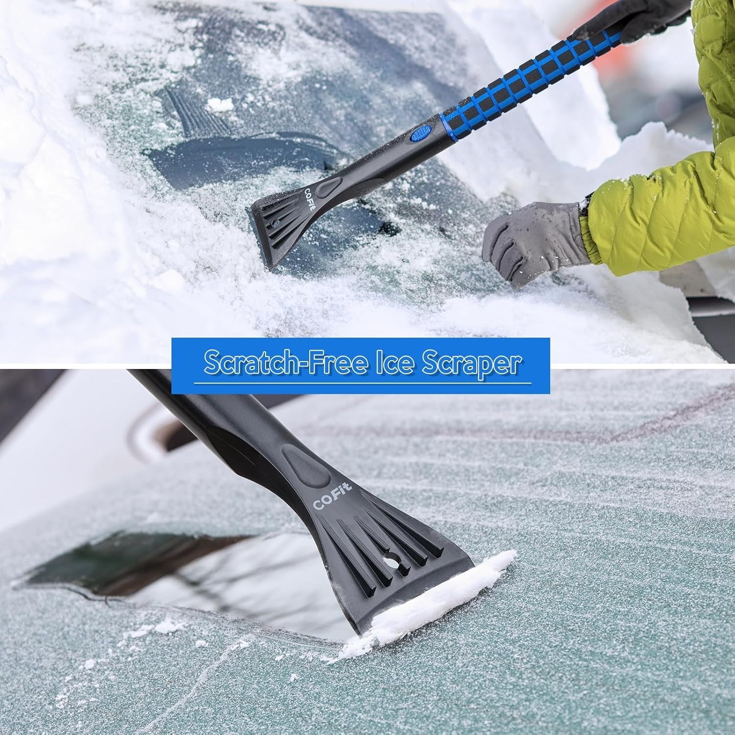 Durable 36" Long Handle Ice Scraper with Foam Grip – Scratch-Free Snow Removal