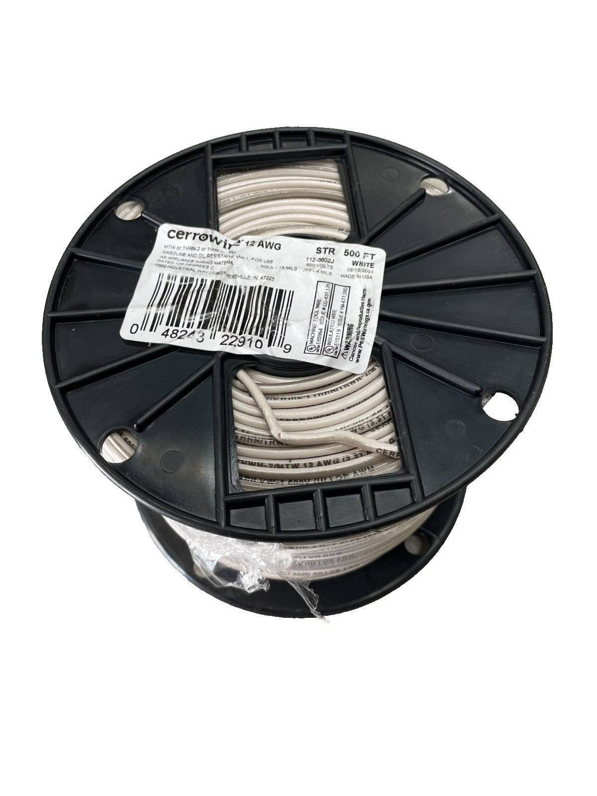 500 ft. #12 White Stranded 12 Gauge 12 AWG THHN Wire