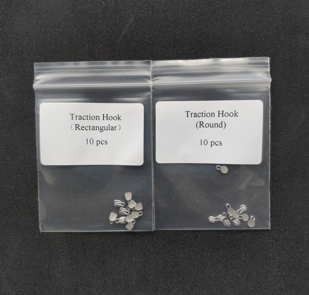 100pc Dental Orthodontic Lingual Button Traction Hook Round/Rectanglar Mesh Base