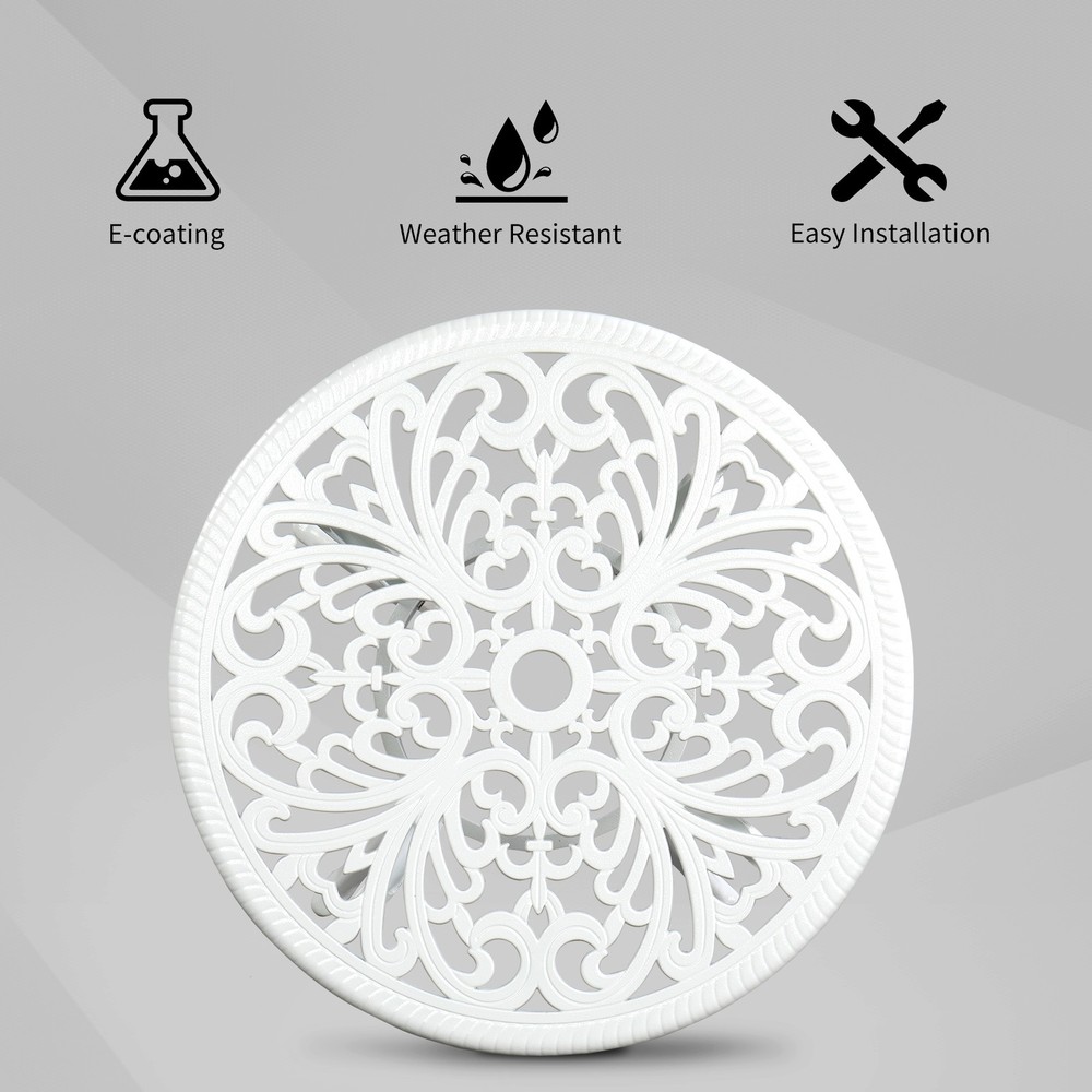 Phoenix Cast Aluminum Round Table, Patio End Table Side Table,Bar Table, White