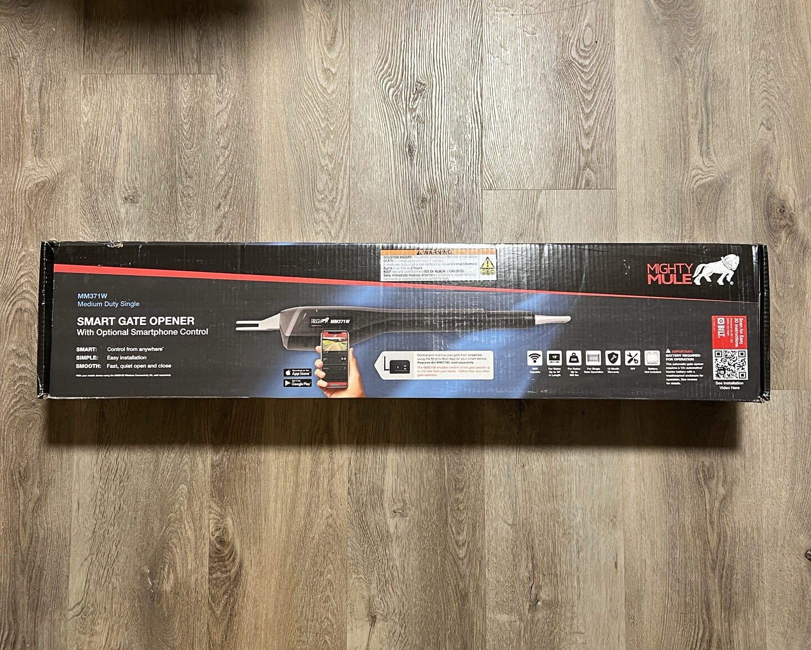 Mighty mule Medium Duty Single Swing Automatic Gate Opener, up to 550 lb., Smart