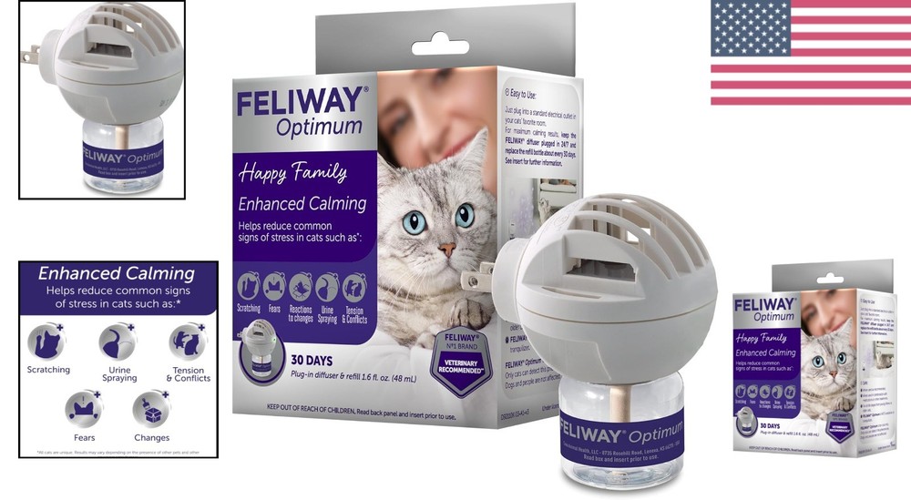 Optimum Cat Calming Diffuser Starter Kit - 48ml, Covers 700 Sq Ft, Silent