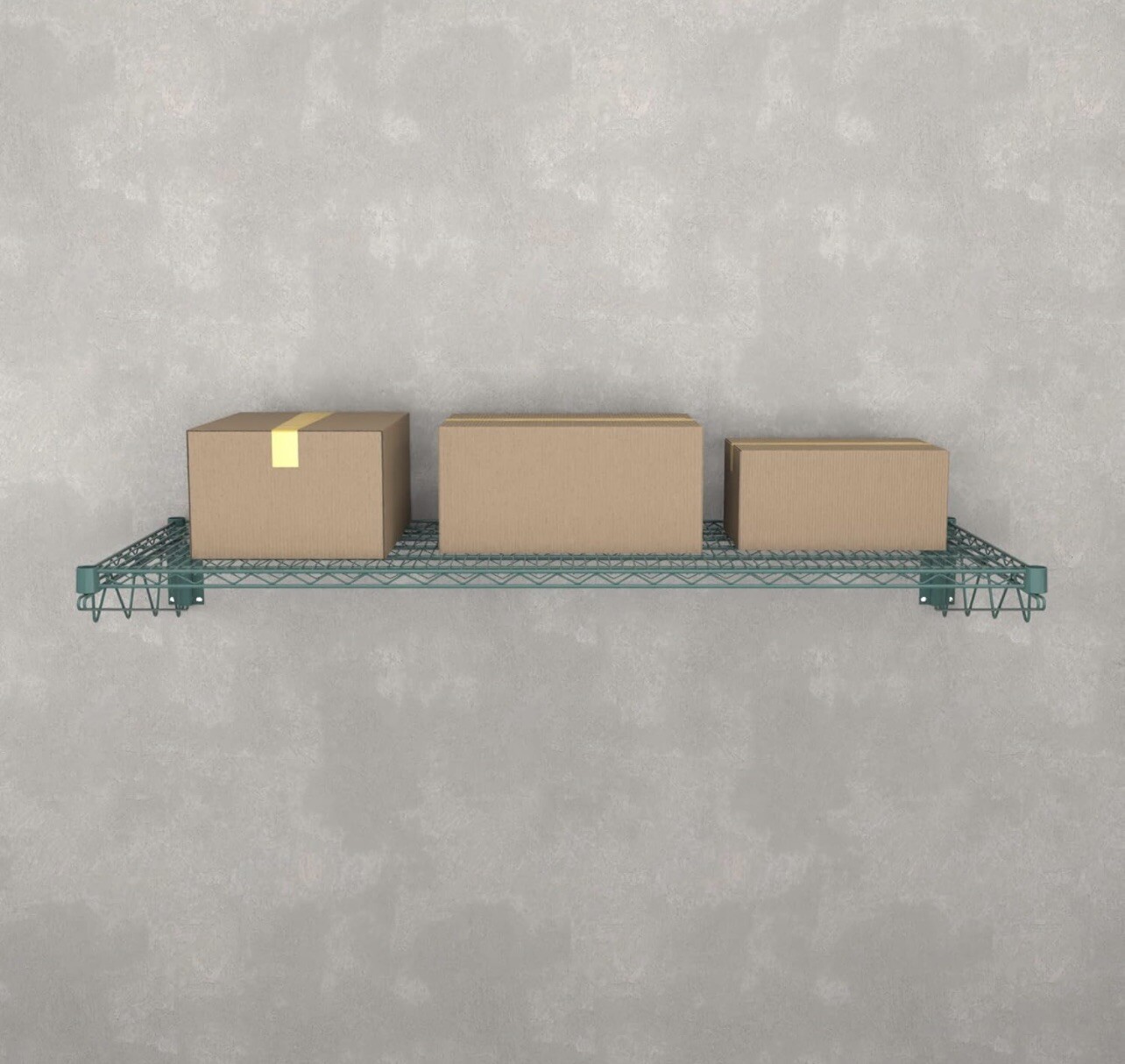 Set of (4) Krollen Industrial 24" x 60" Green Epoxy Wire Wall Mount Shelf