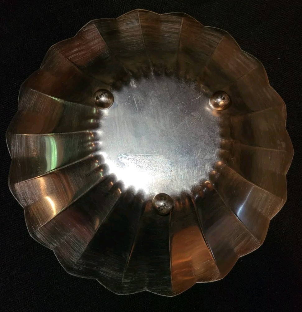 Vintage WMF IKORA Germany Polished Brushed Footed Bowl EP Brass