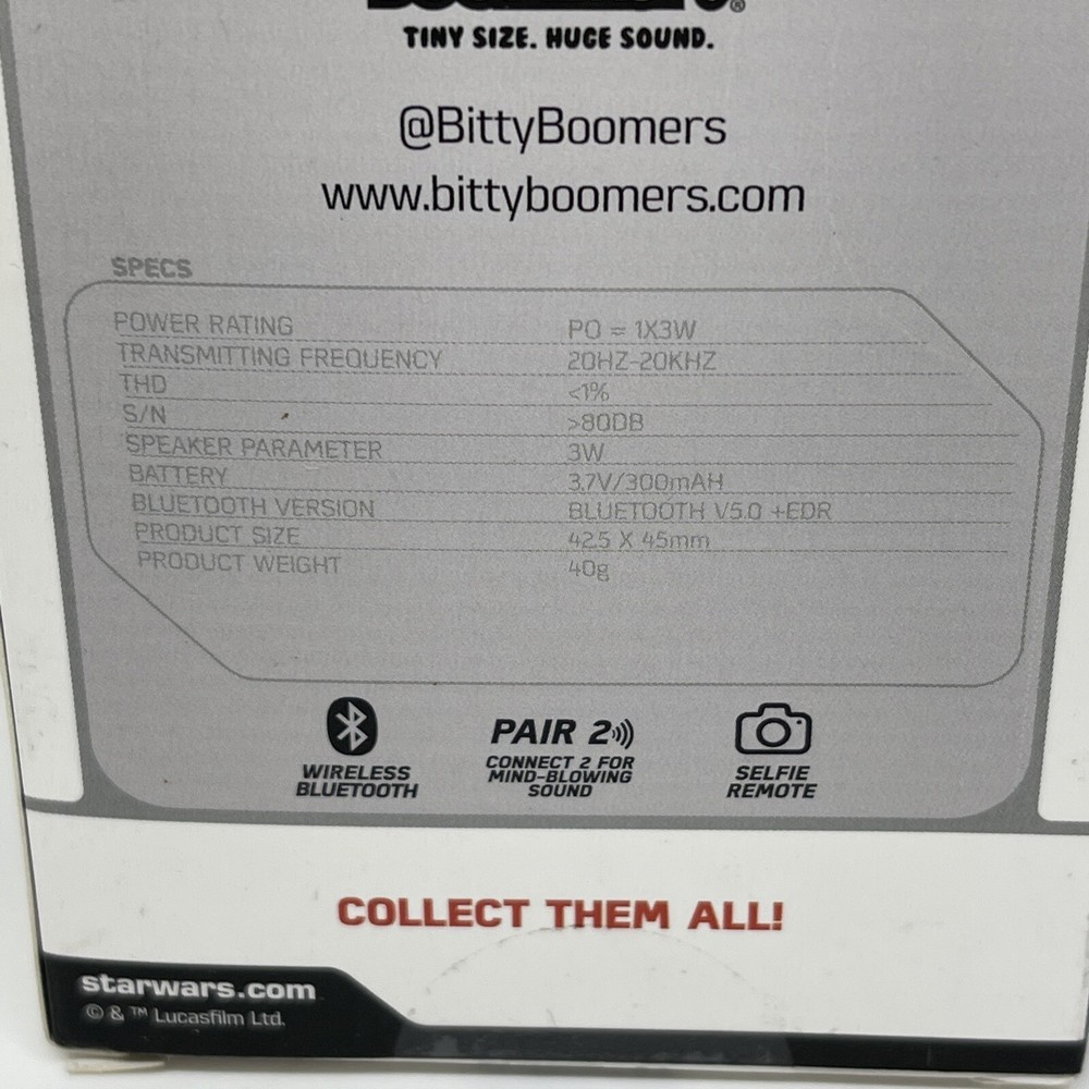Bitty Boomers Star Wars Wireless Bluetooth Speaker ~ Darth Vader~ New In Box