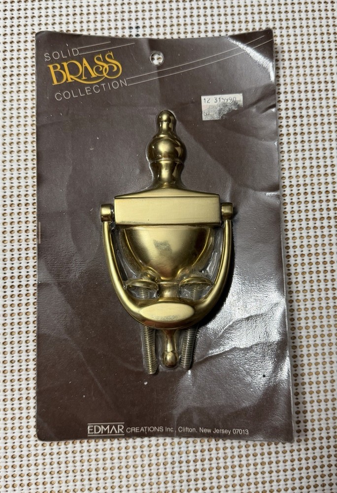 Vtg Edmar Creations Solid Brass Door Knocker New in Package