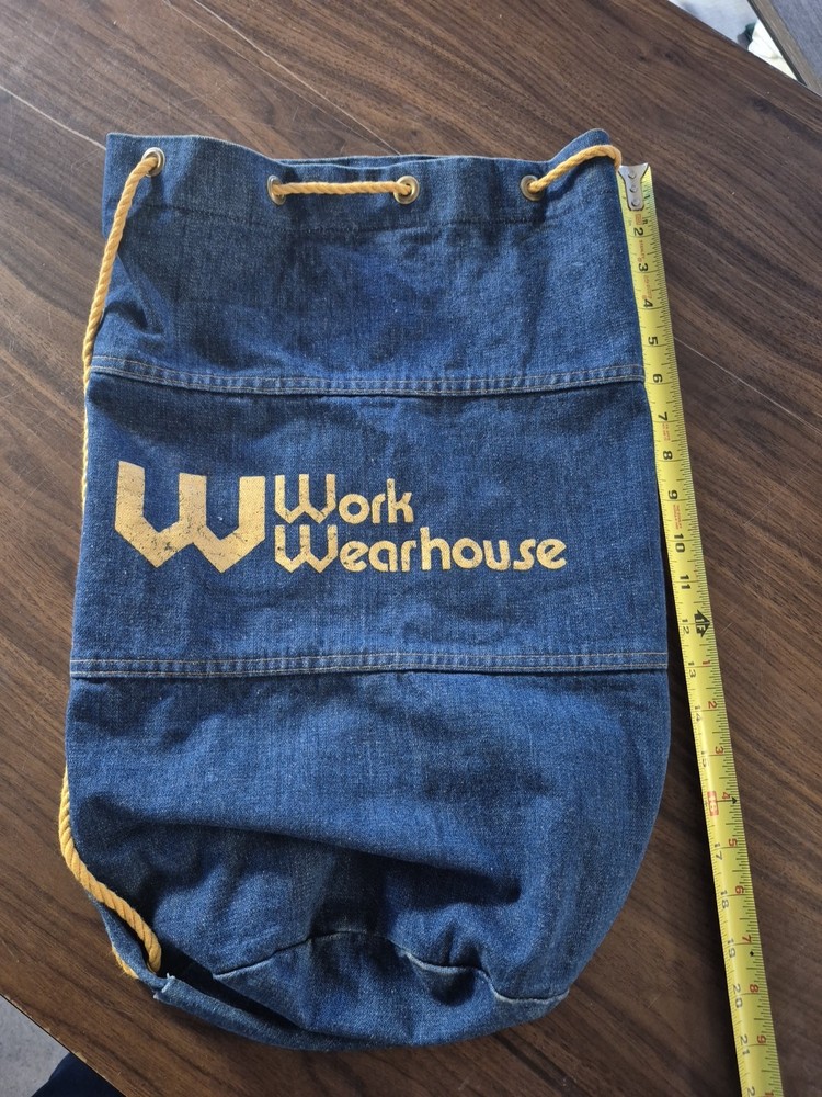 Vintage Tote Drawstring Denim Bag - Unknown Mfg