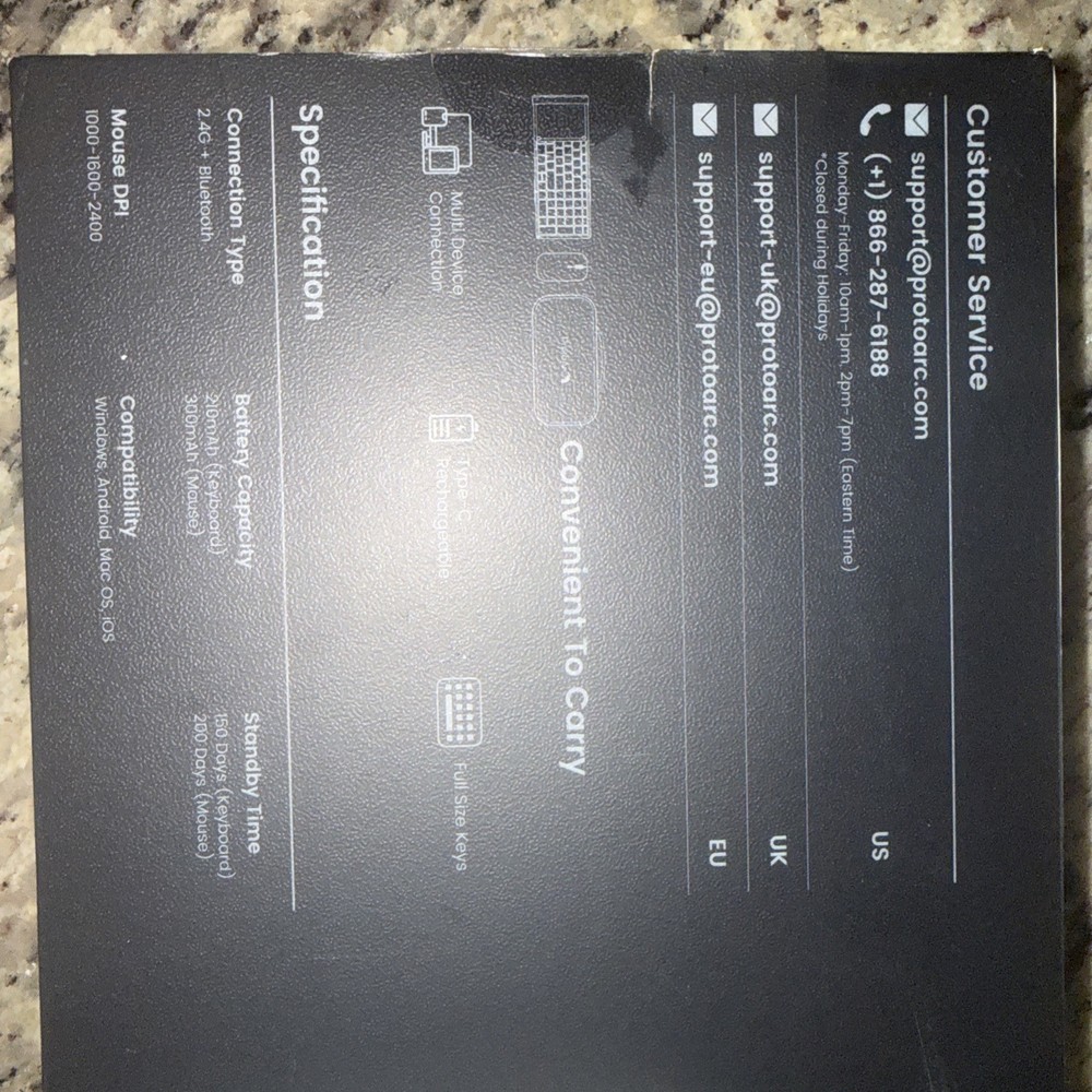 ProtoArc XKM01 Foldable Full-Size Wireless Keyboard and Mouse Combo