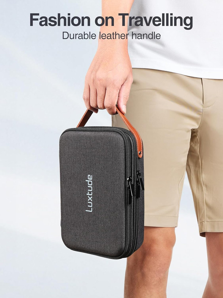 Organizer Case, Portable Tech Bag for Working/Travelling, Sturdy Hard Shell Zip