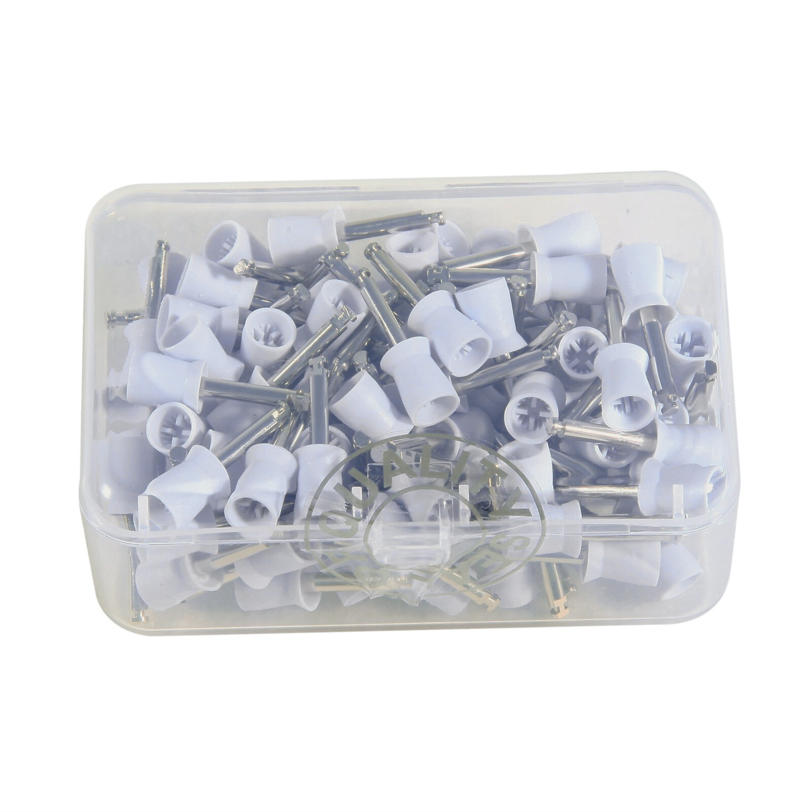 100Pcs Dental Rubber Prophy Teeth Polishing Cups Polish Latch Type Brushes White