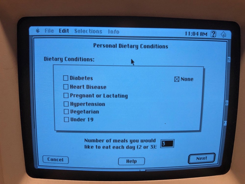 Menu Planner Software 3-1/2" disks