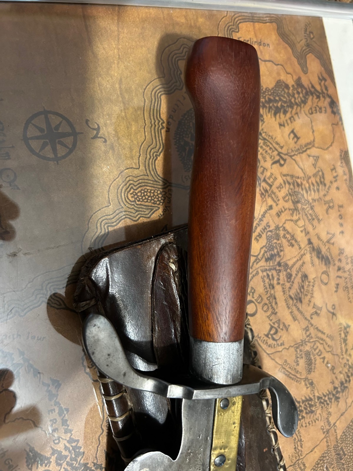 Big ol vintage custom bowie knife 12" blade 18" OAL, with custom leather sheath.