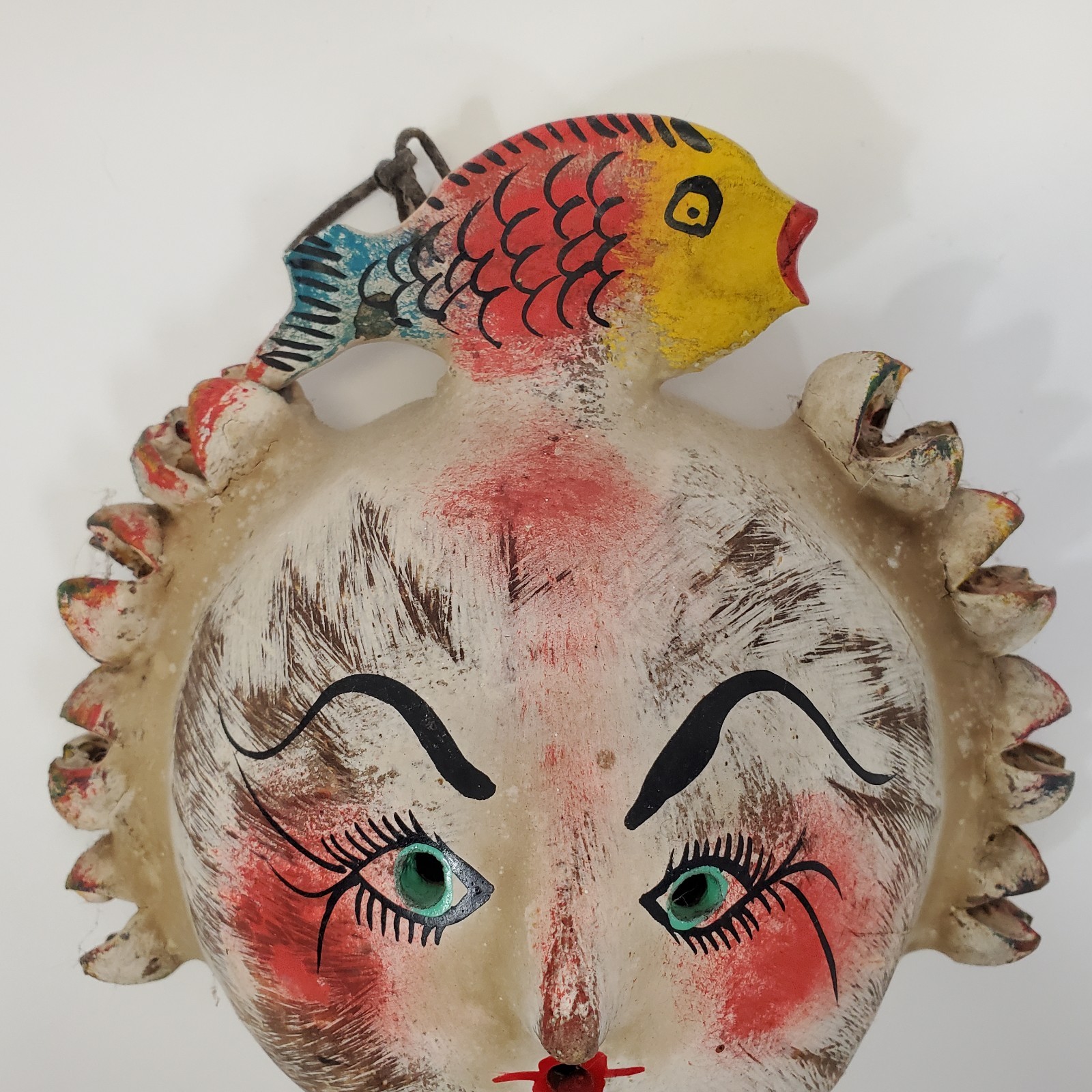 Vintage Lot of 3 Mexican Coconut Shell Folk Art Masks Guerrero Wall Decor