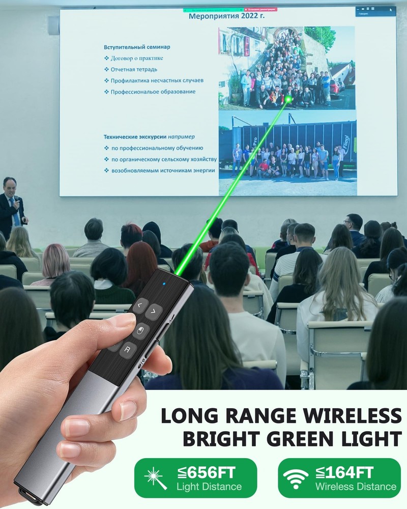 Wireless Rechargeable Presentation Clicker- Presentation Remote with Air Mous...