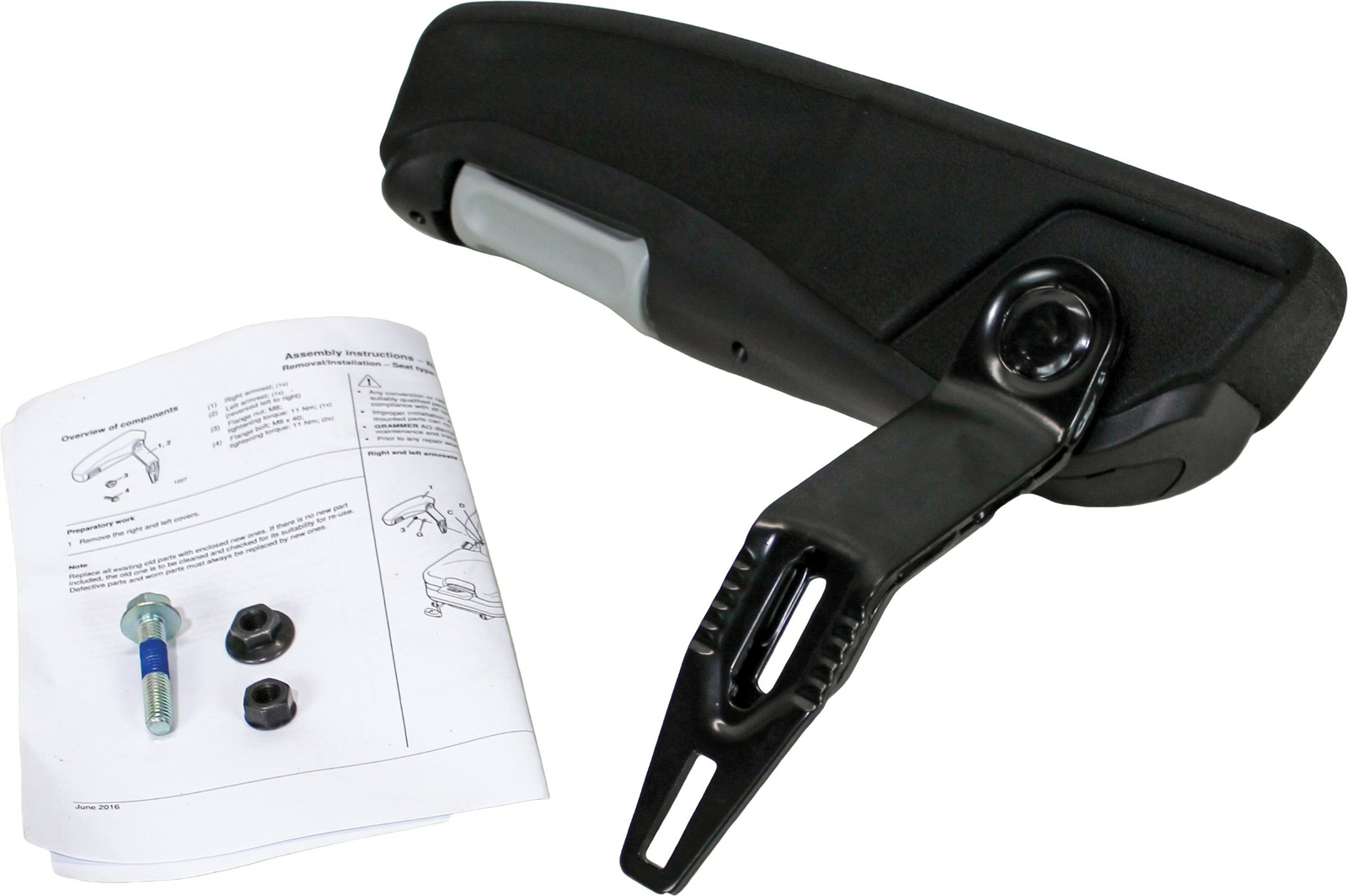 Grammer MSG65 Black Vinyl Seat w/Armrests - Fits Scag Ztr Zero Turn Mowers Etc