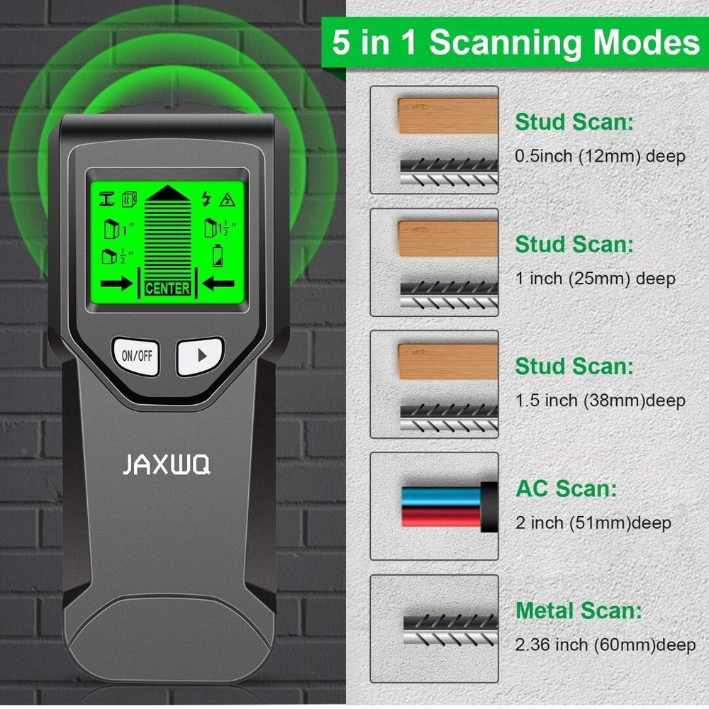 Stud Finder Wall Scanner 5 N 1 W/Intelligent Microprocessor Chip & HD LCD Displa