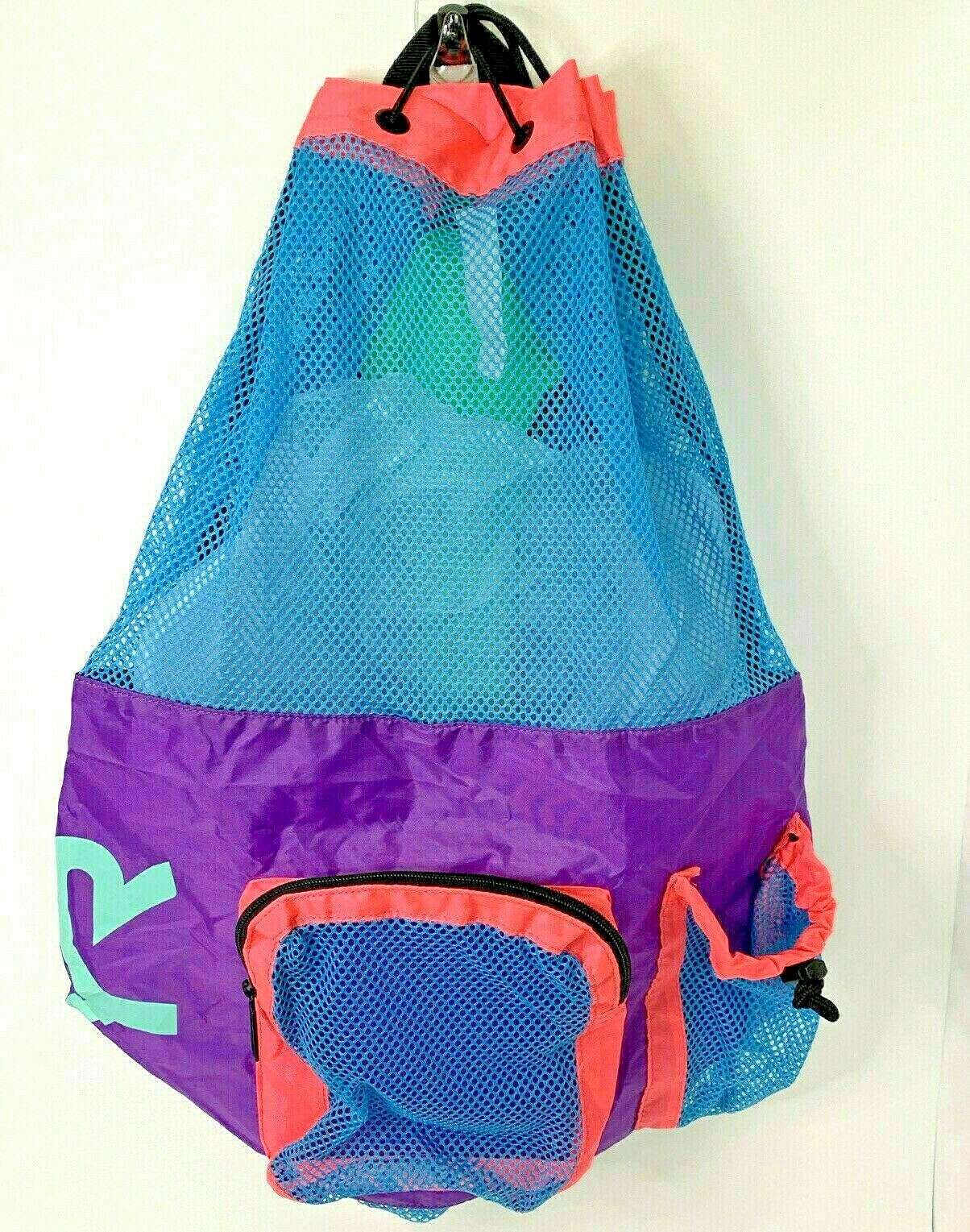 TYR Big Mesh Swim Backpack - Water Swimming Training Workout - Purple Blue Pink