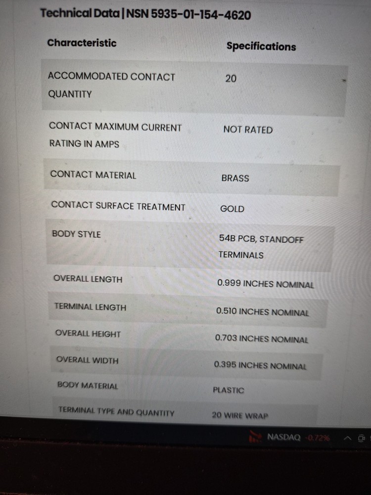 5 EACH IC SOCKET, 20-PIN DIP SOCKET, Wire Wrap, Screw Machine, Gold-plated Brass