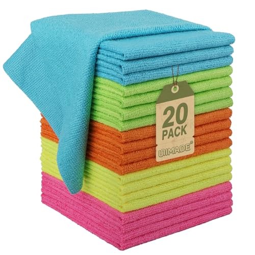 Microfiber Cleaning Cloth, 20 Pack Reusable Microfiber Towels 20PK Multicolor