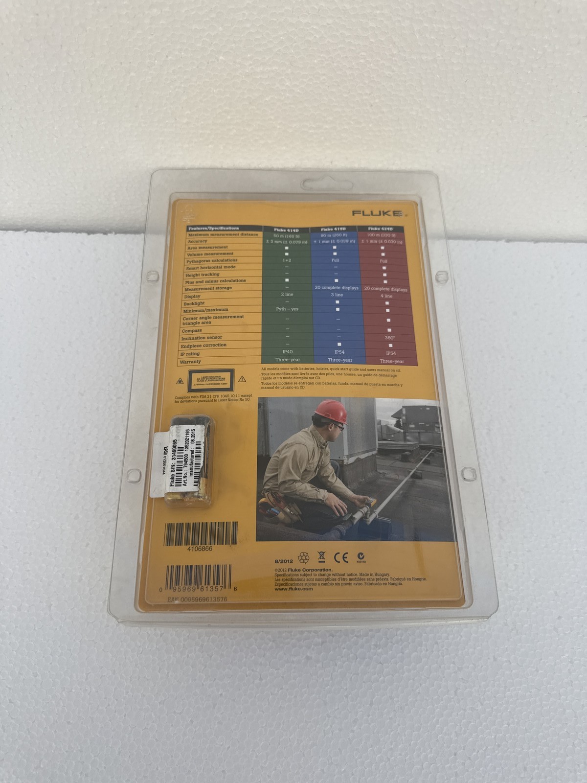 Fluke 424D Laser Distance Meter - 100M/330ft/3937in Range Finder