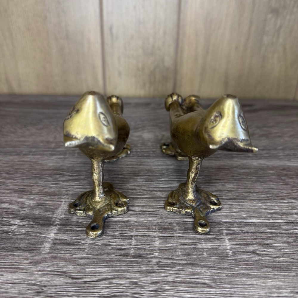 Brass Cat Design Wardrobe Pull Set Kitten Animal Theme Door Handle Two
