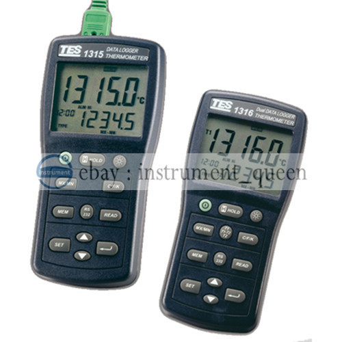 TES-1316 K.J.E.T.R.S.N. Data-Logger Thermometer Dual input function